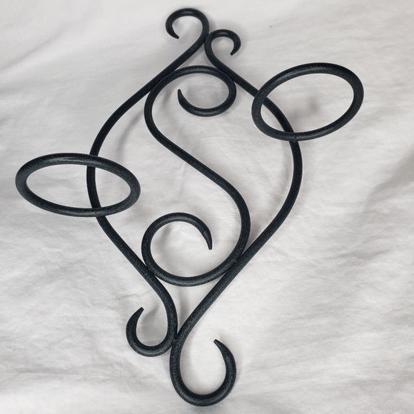 Scrolled Metal Glass Votive Candle Wall Holder Black Green - Picture 2 of 3